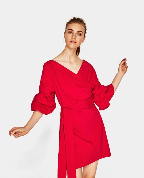 Wrap Crop Top in Tango Red